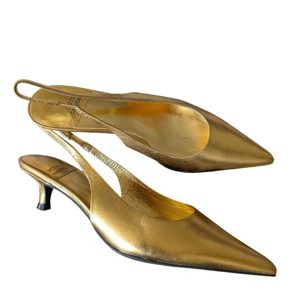 Jeffrey Campbell Gold Metallic Slingback Persona Pump (6) - Picture 1 of 6